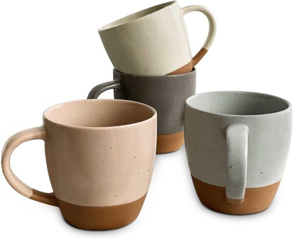 Mora Ceramic Large Latte Mug Set of 4, 16oz - Microwavable,