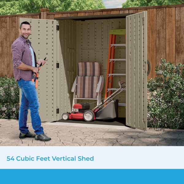 Suncast 54 Cubic Feet Vertical Storage Shed - Image 2