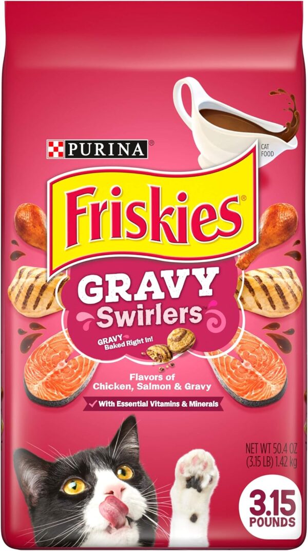 Purina Friskies Dry Cat Food Gravy Swirl'd With Flavors of Chicken