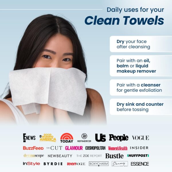 Clean Skin Club Clean Towels XL™, 100% USDA Biobased Face Towel - Image 2