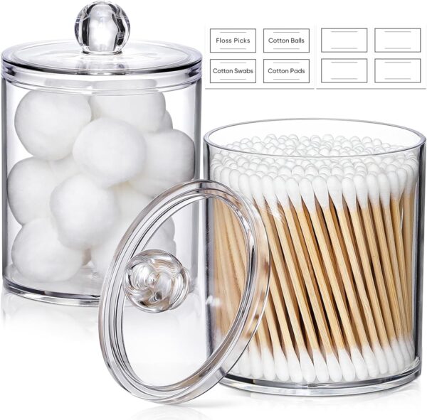 2 PACK Acrylic Qtip Holder Dispenser for Cotton Swabs