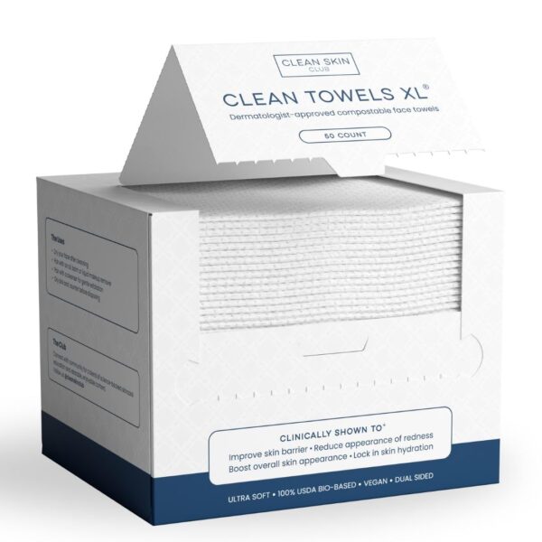 Clean Skin Club Clean Towels XL™, 100% USDA Biobased Face Towel