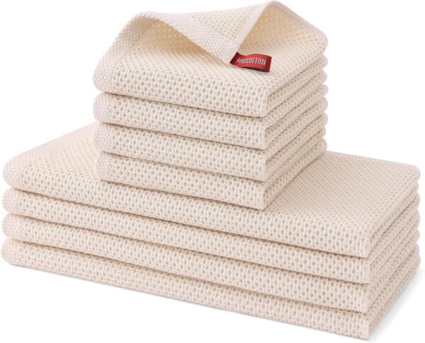 Kitinjoy 100% Cotton Kitchen Towels and Dishcloths Set