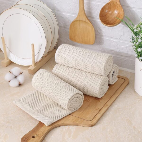 Kitinjoy 100% Cotton Kitchen Towels and Dishcloths Set - Image 3