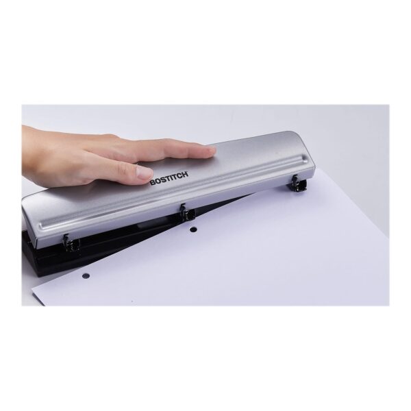 Bostitch 3-Hole Punch, 12 Sheet Capacity, Silver/Black (HP12) - Image 2