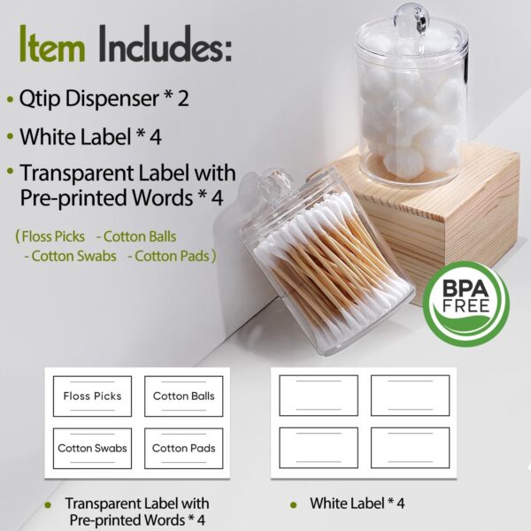 2 PACK Acrylic Qtip Holder Dispenser for Cotton Swabs - Image 5