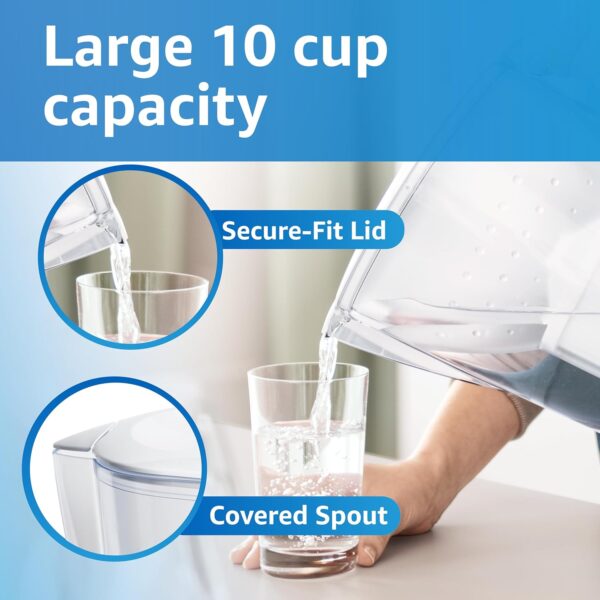 Amazon Basics Water Filter Pitcher for Fridge - 10-Cup Water Pitcher - Image 4