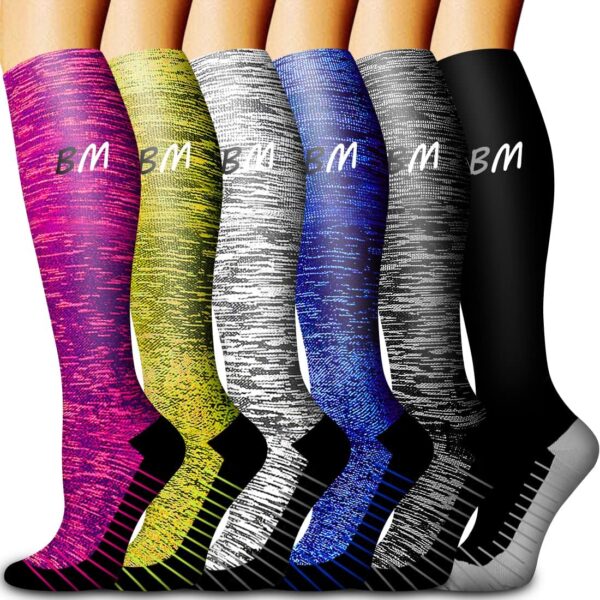 6 Pack Copper Compression Socks for Women and Men Circulation